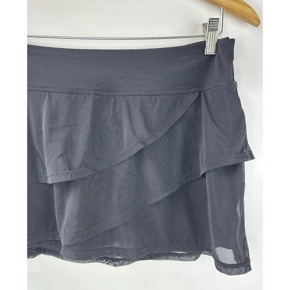 NWT Coco Reef Castaway Black Illusion-Overlay Mesh Layer Swim Skirt Shorts Large - Picture 5 of 10